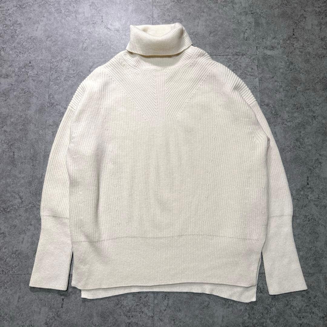 SEORI LUXE wool-cashmere turtleneck knit, oversized, relaxed fit, ivory