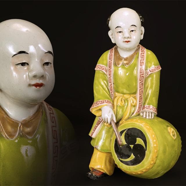Vintage Kutani Karako Figure Sculpture Ceramic Carving Chinese Style Antique Kutani