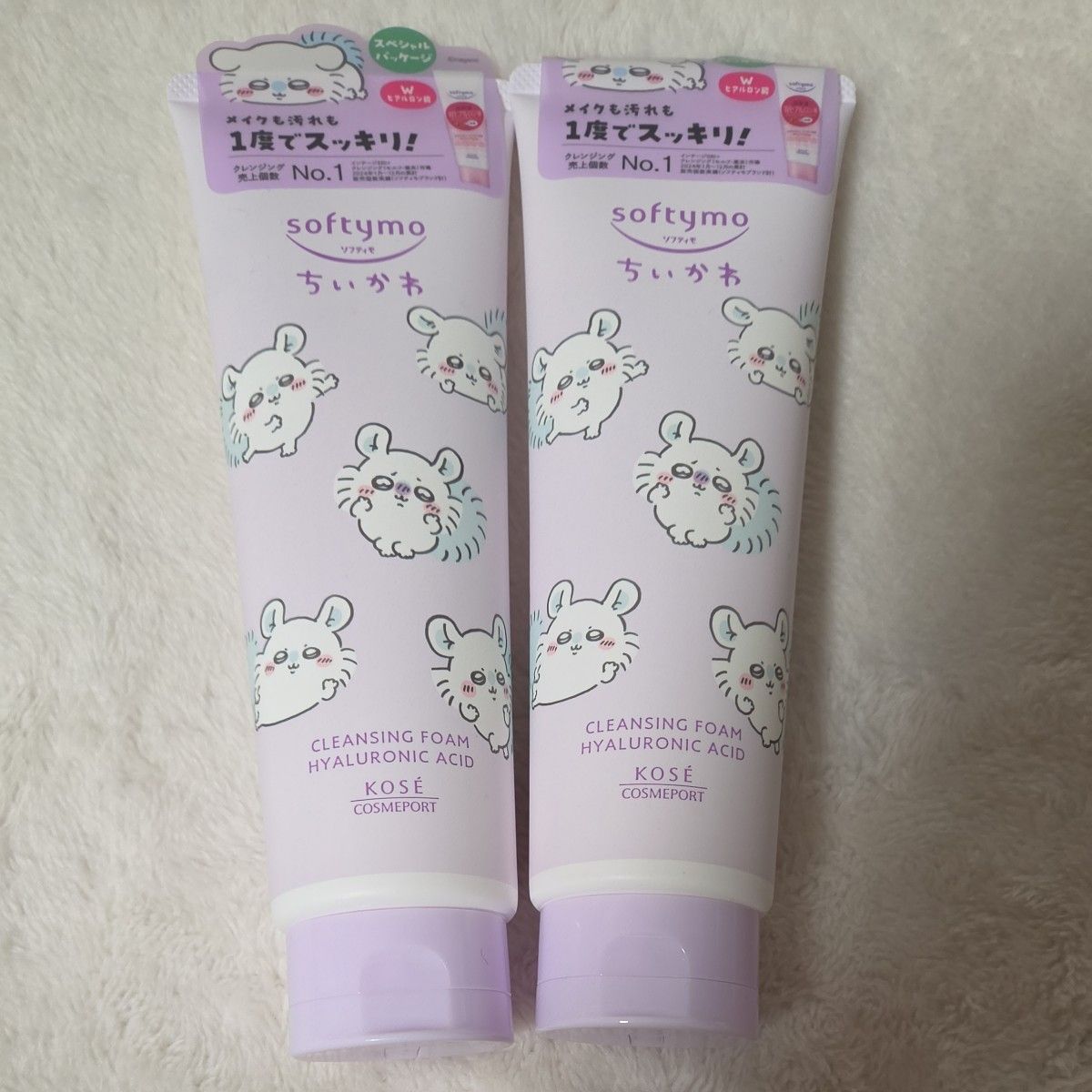 Softymo 吉伊卡哇 卸妆洁面乳 透明质酸 190g 2支装 鼯鼠设计