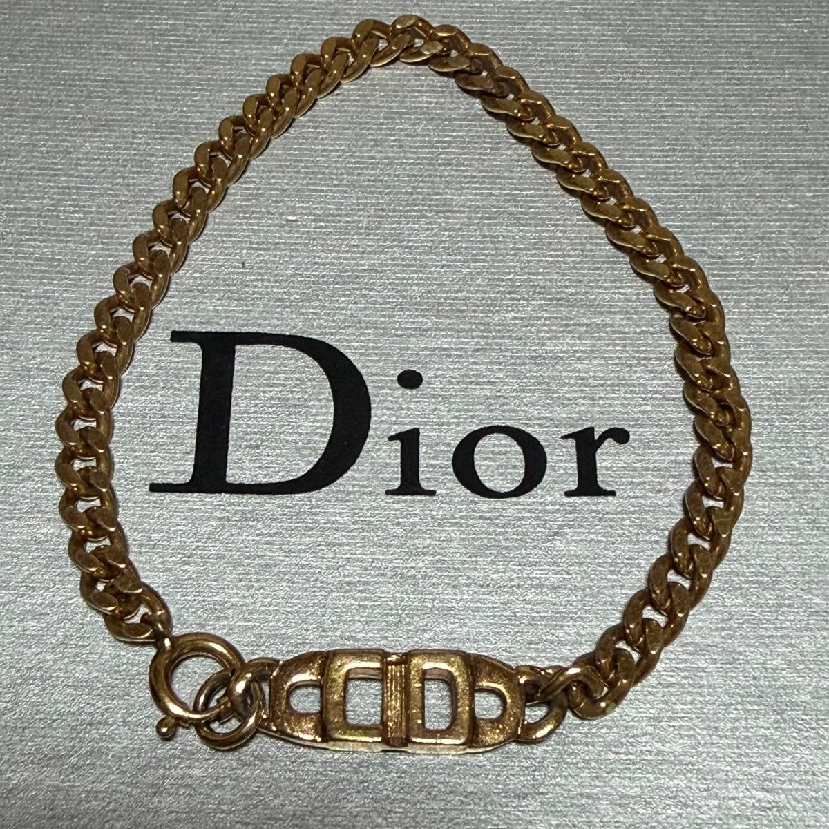 Christian Dior クリスチャンディオール ブレスレット CDロゴ ゴールド 喜平チェーン風 ヴィンテージ レディース