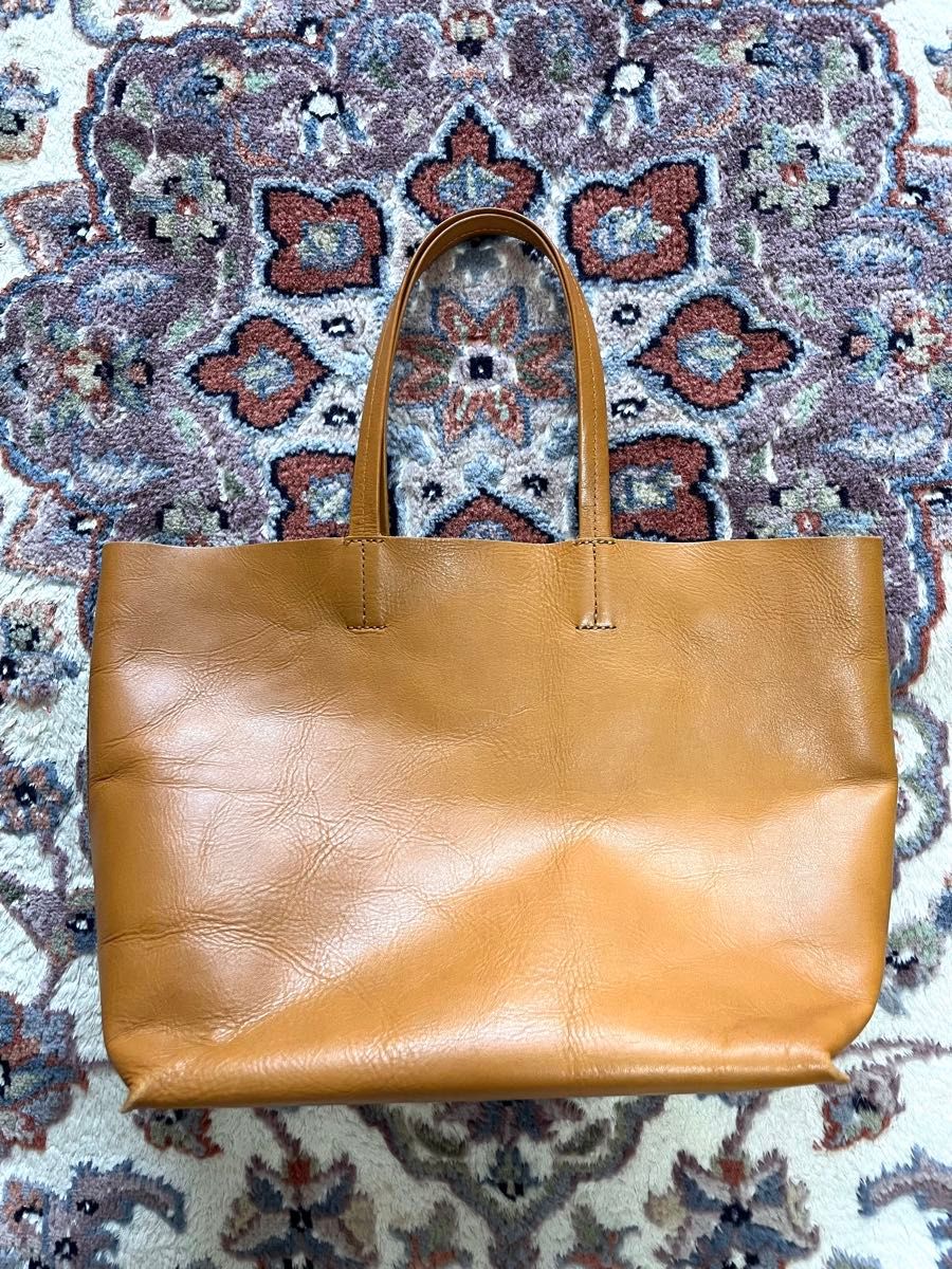 Yogan Rail Camel Color Genuine Leather Lightweight Tote Bag A4