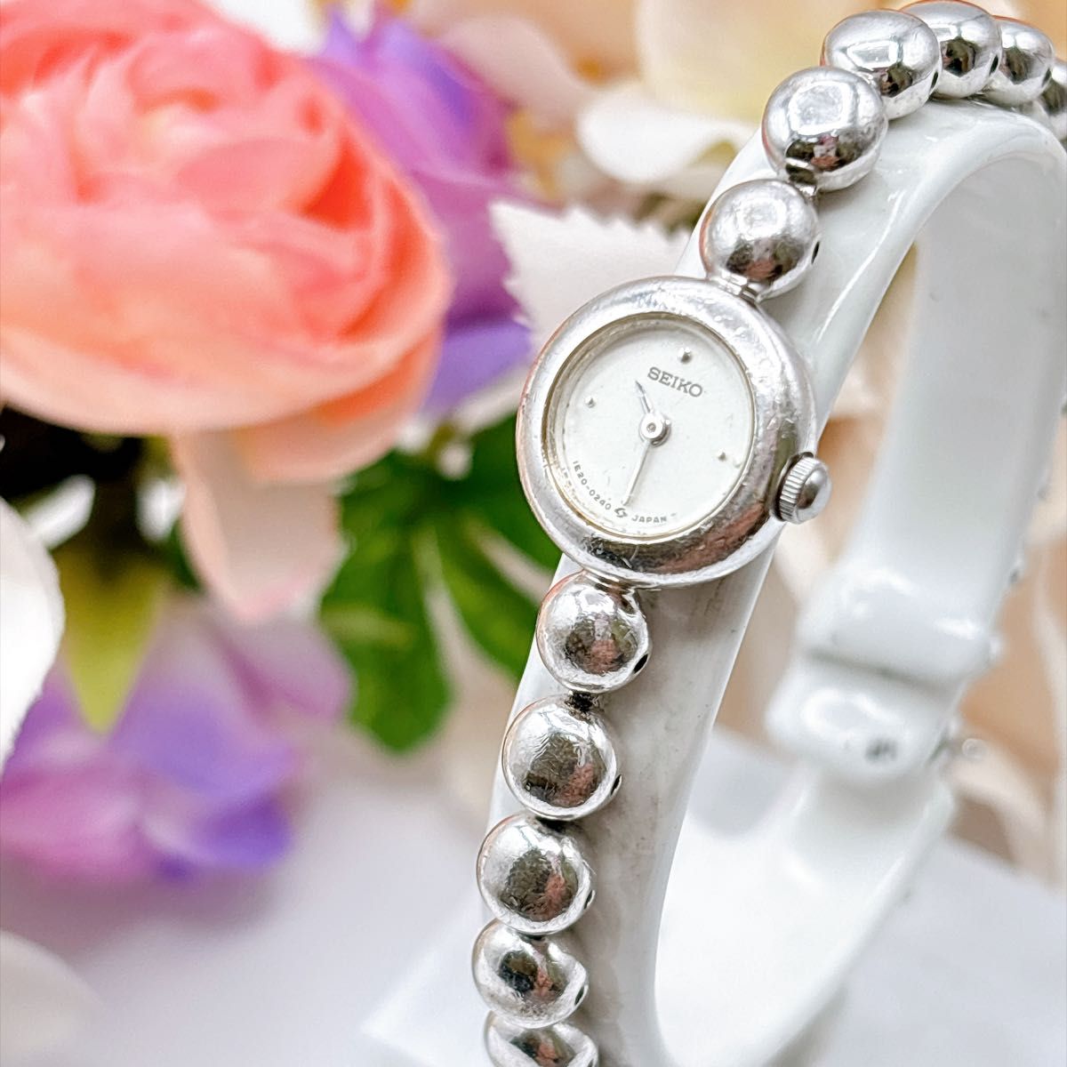 SEIKO 精工 复古 金属表带腕表 银色 不动心 石英 球链 正装腕表