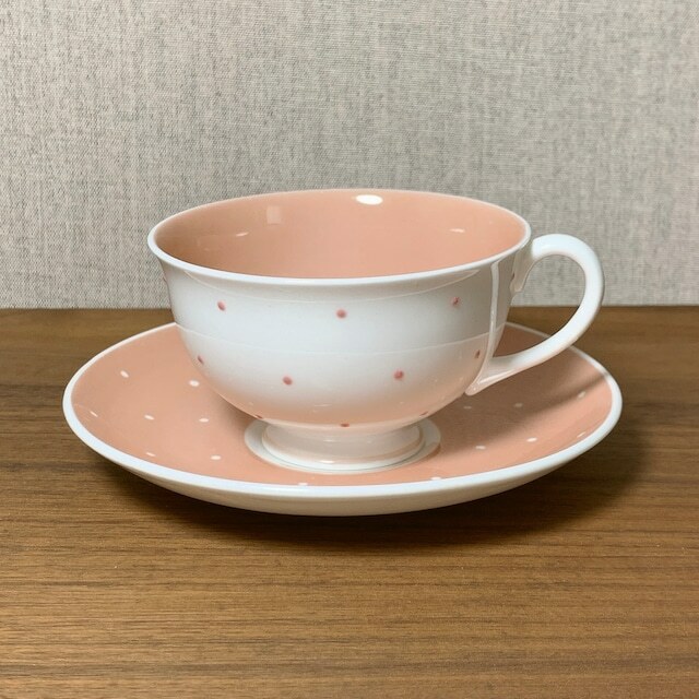 苏西·库珀 凸起斑点 杯碟 粉色 英国制造 复古餐具 susie cooper raised spot