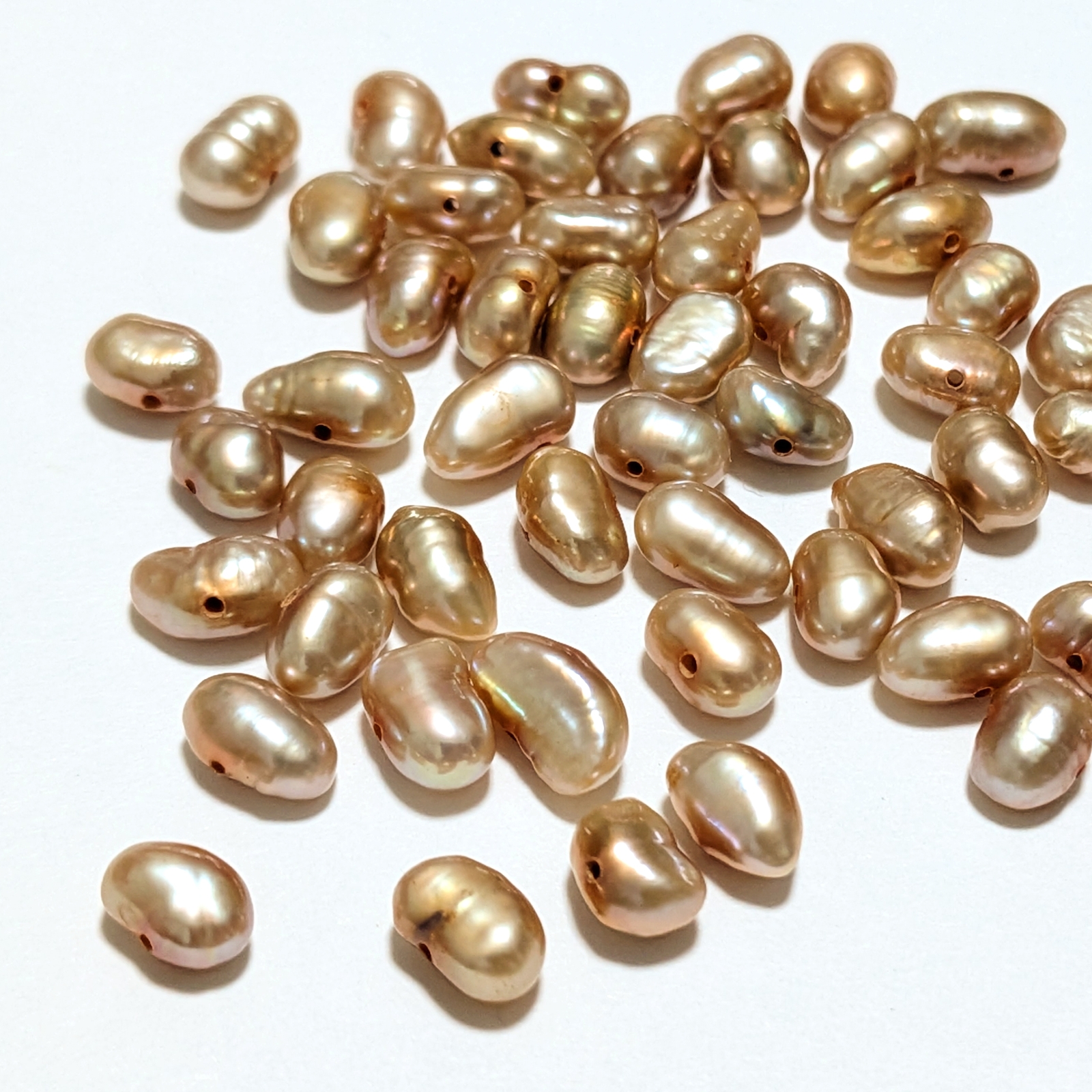 【颗粒销售】淡水珍珠超巴洛克香槟棕约5 × 7mm 10粒套装