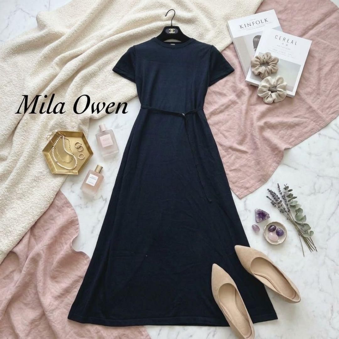 Like-new Mira Owen long dress with belt, black, size 0