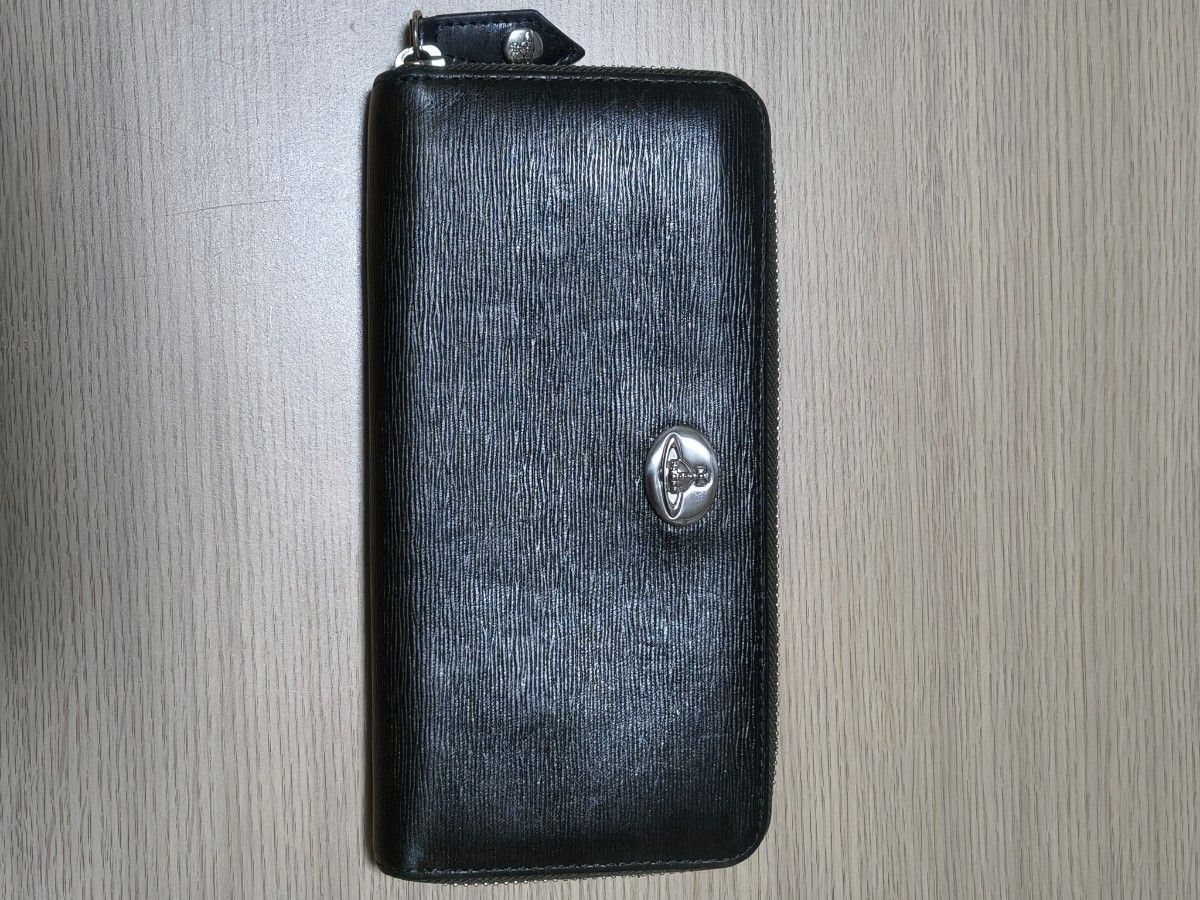 Vivienne Westwood Round-Zip Long Wallet, Black with Orb Logo