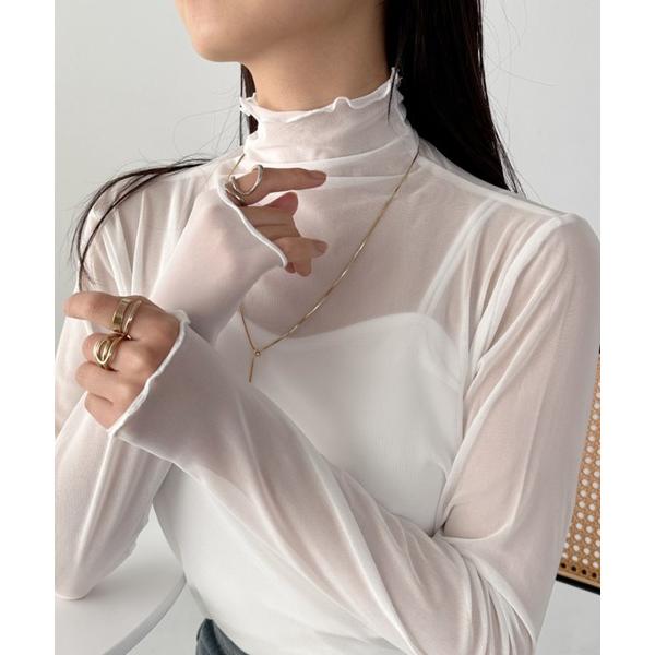 Women's T-Shirt Mellow High-Neck Sheer Inner Top