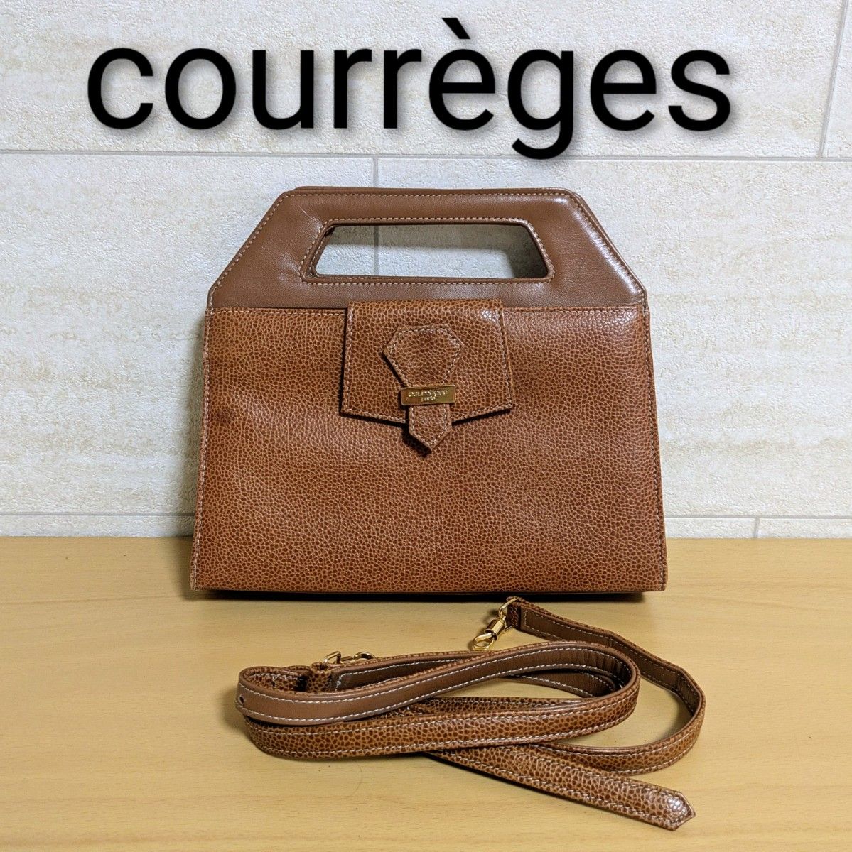 Courrges 2-Way Shoulder Bag, Brown, Vintage, Créage Leather