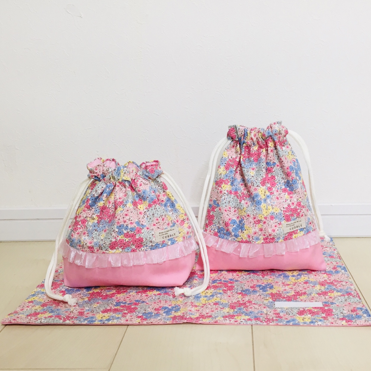 可爱的小花💐🌹便当袋、供食袋、午餐垫三件套🌸入园入学套装·自由花