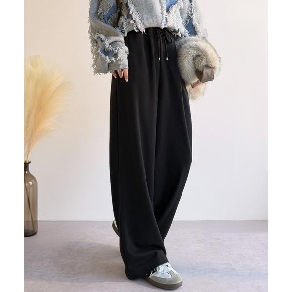 ワイドパンツ パンツ あたたかいのに、スラっとシルエット。吸湿発熱機能付き コットン イージー フレアパンツ レディース