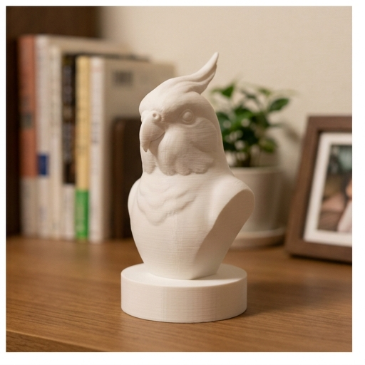 【可订制】鹦鹉 (鹦鹉) 的3D打印胸像白PLA雕刻装饰品室内装饰