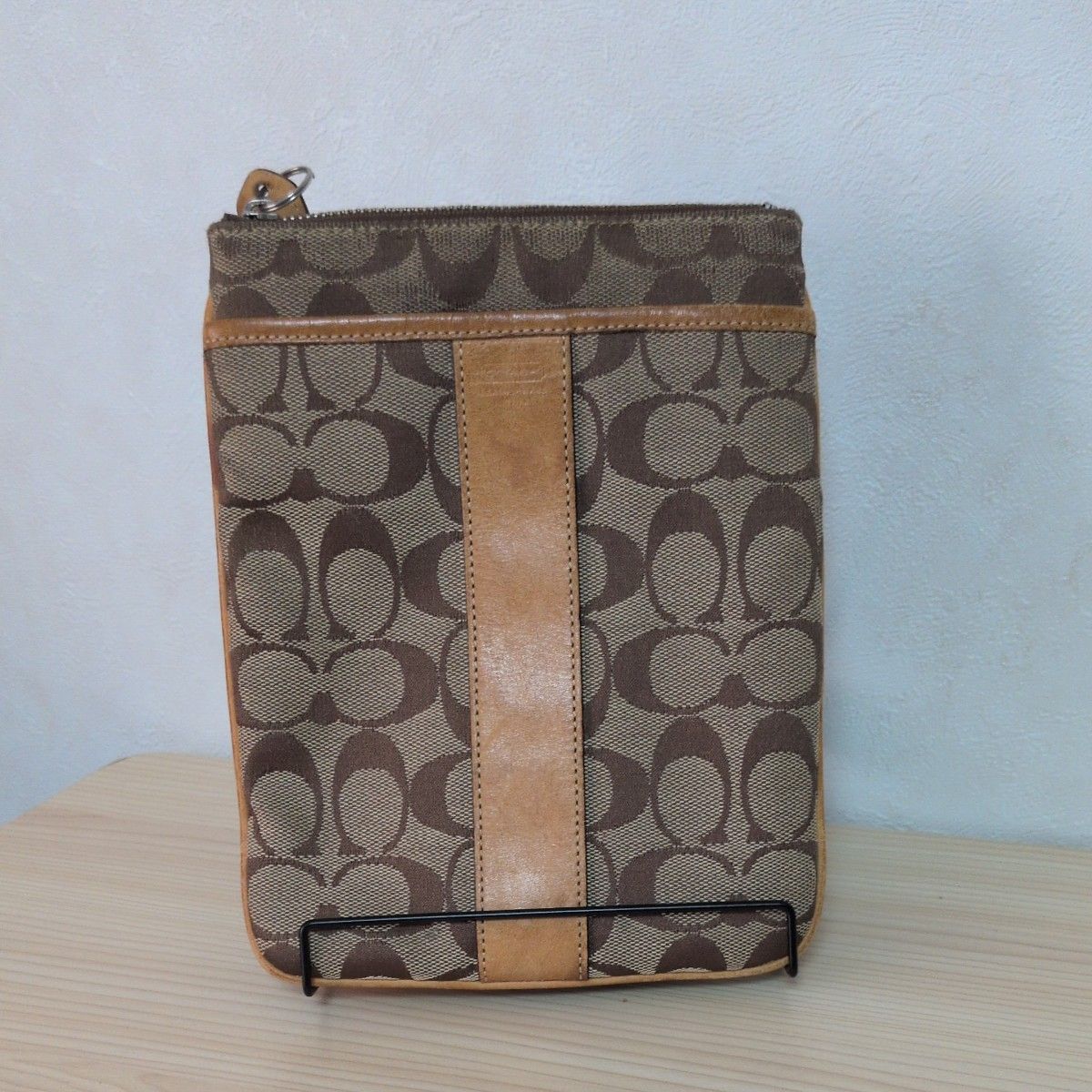 COACH 萨科什 单肩包 斜挎包 侧背 签名款 帆布 棕色