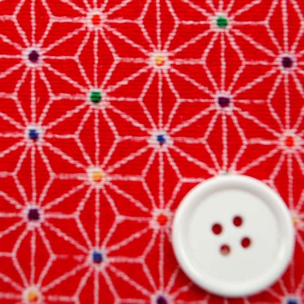 人造丝乔其纱 日本传统图案 麻叶 红色 【用于手工制作的小块布料】 0643-53