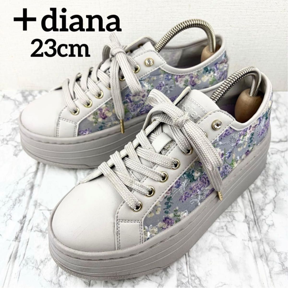 ＋diana 厚底　プラットフォームスニーカー ブーケチュール 花柄 23 紫 DIANA