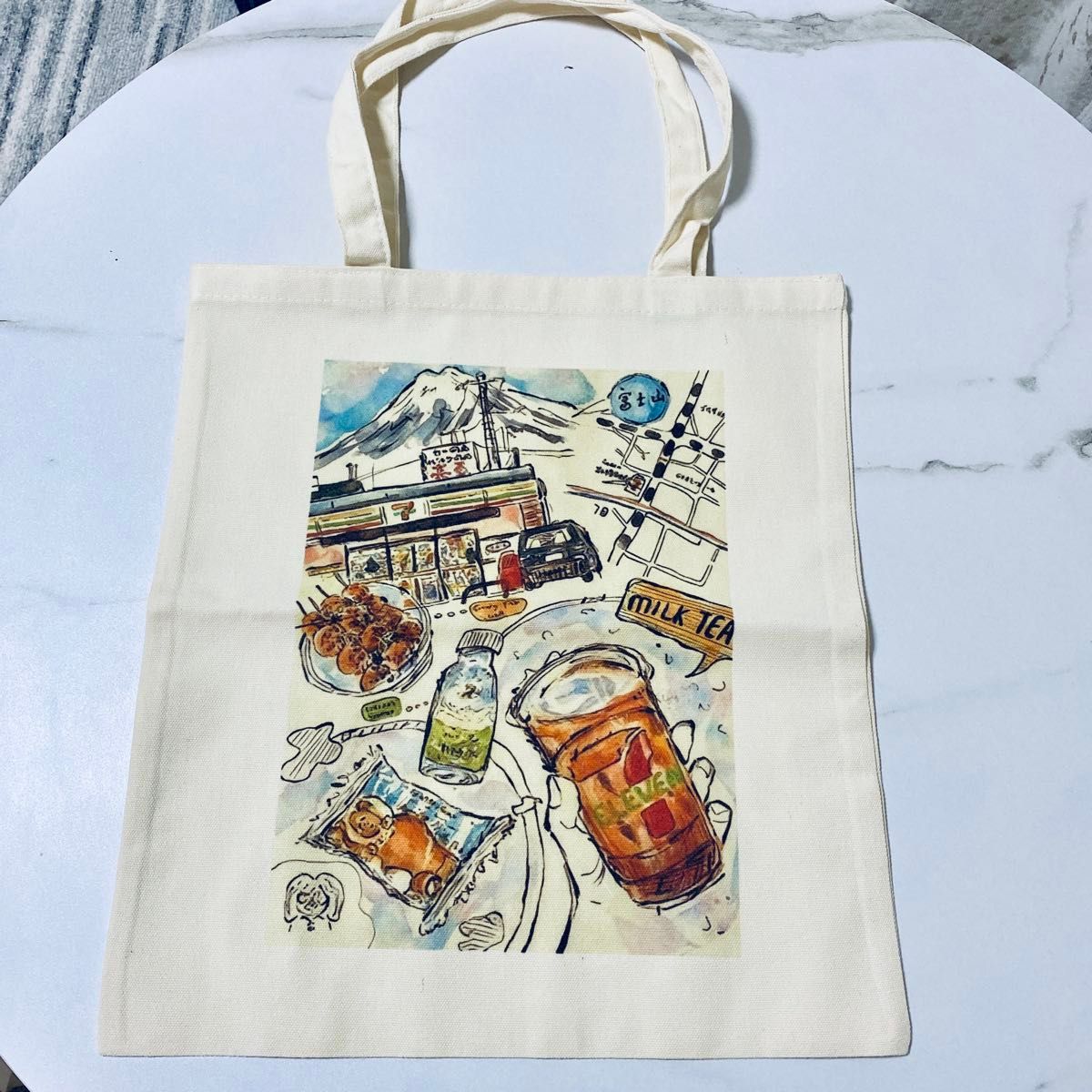 Seven-Eleven Mount Fuji Illustration Tote Bag Eco-Friendly Bag