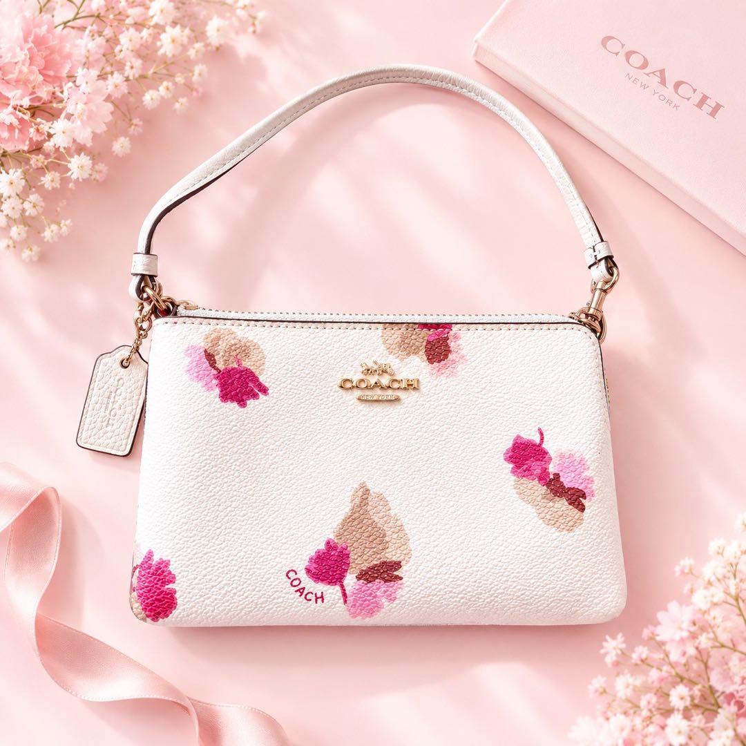 COACH Coach 花卉图案 花束 零钱包 白色