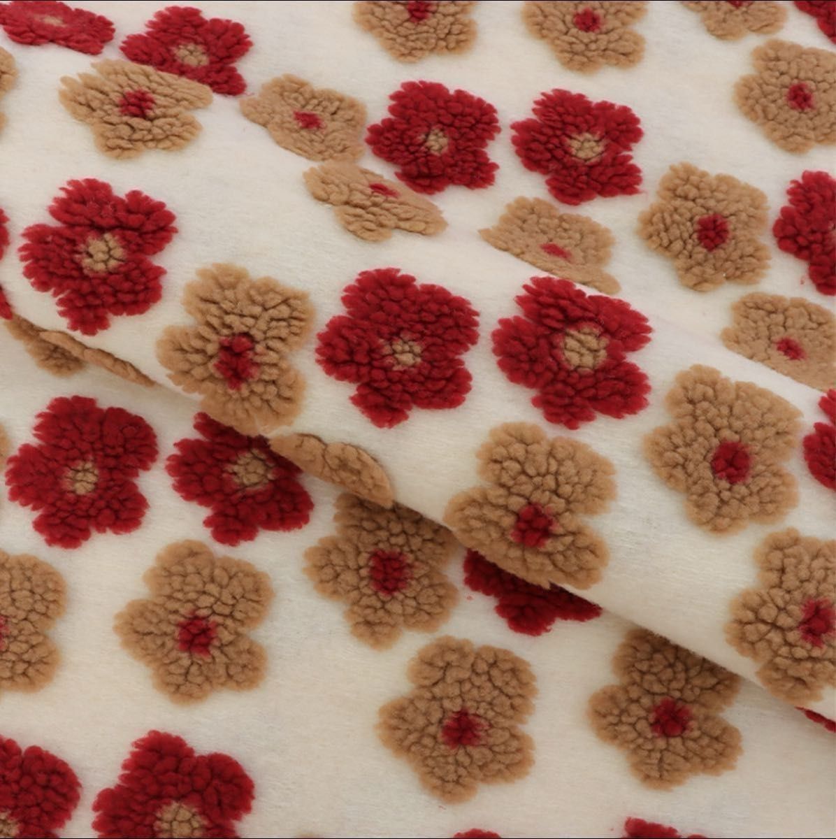 红色系 花卉图案 毛皮 立体 30cm 包邮。可延长