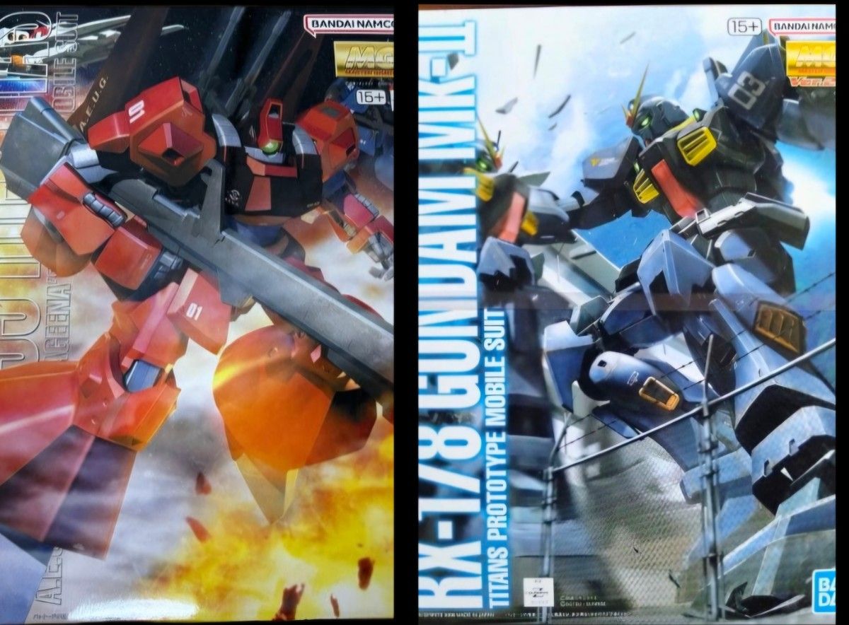 新品未组装2种套装mg1/100 rick dias (夸特罗机) RX-178高达Mk-II Ver.2.0