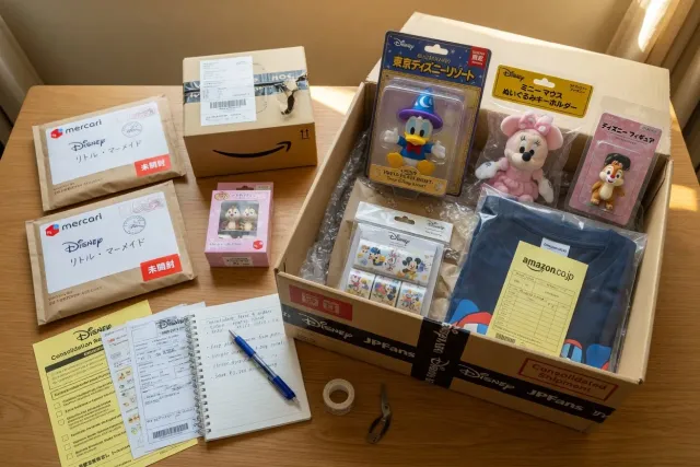 Disney package consolidation for Japanese Disney collectibles and character goods