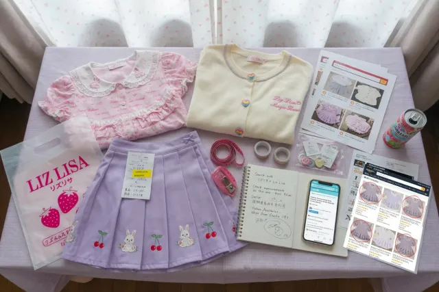 Liz Lisa clothing from Japan displayed in a soft pastel Japanese fashion collection