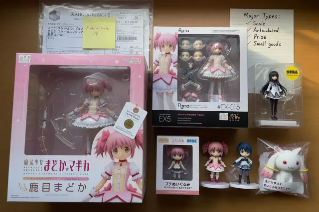 Start with the major types of Madoka Magica merchandise