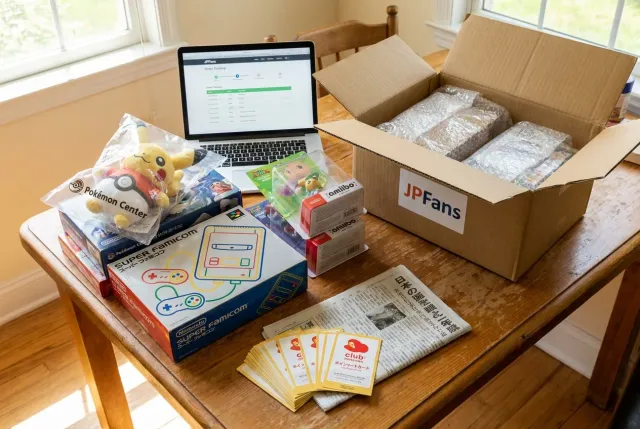 Nintendo international shipping boxes with games, consoles, and accessories prepared for consolidation