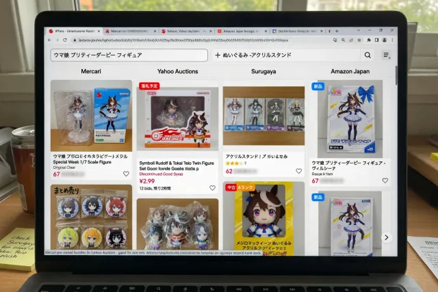 Japanese marketplace search results for Umamusume Pretty Derby figures and character merchandise